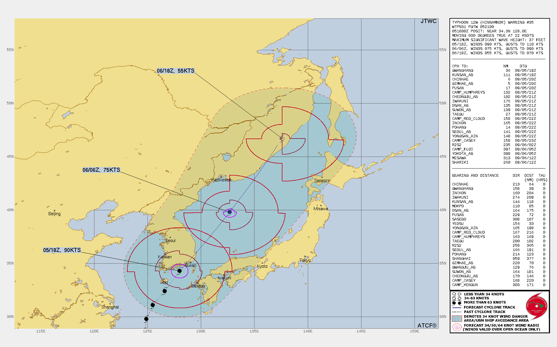 2022年 JTWC 台風11号 予想進路